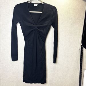 Abercrombie & Fitch Black Sweater Cocktail Dress Keyhole Sides Size Medium Tall